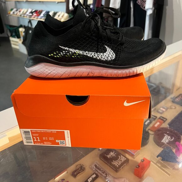 Size 11 • Nike Free RN Flyknit 2018 Black White - Picture 5 of 7